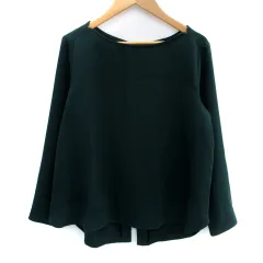 ナノ&コー nano&co ナノユニバース カットソー 長袖 ラウンドネック リボン F モスグリーン /SM8