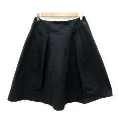ダナパリ DANAPARIS フレアスカート ひざ丈 無地 42 XL 黒 ブラック /SY12のサムネイル