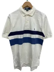 RALPH LAUREN (ラルフローレン) ボーダー 半袖 ポロシャツ ワンポイント刺繡 M アイボリー メンズ/028