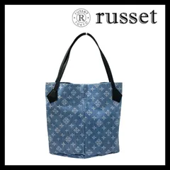 【russet】トートバッグ デニム ライトブルー/水色 モノグラム ロゴ 総柄 Daily russet/デイリーラシット (SER-7426⑧)