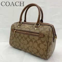 【美品】 COACH Rowan Satchel コーチ ローワン サッチェル F83607 2way ミニボストンバッグ カーキ×サドル2 カラー レディース 鞄 _247067