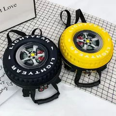 韓国風 EVAタイヤデザイン キッズリュック 男の子 通園バッグ 幼稚園 保育園 子供用 バックパック 2点セット 軽量 おしゃれ 人気 入学祝い 入園準備 ブラック イエロー