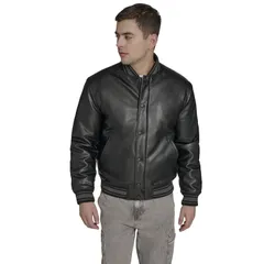 チャンピオン メンズ アウター ジャケット・ブルゾン レザー フェイクレザー Mens Champion Faux Leather Varsity Jacket Black ブラック