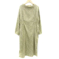 スタディオクリップ Studio Clip ワンピース ロング丈 長袖 総柄 マルチカラー M グレージュ イエロー 黄色 /YM4