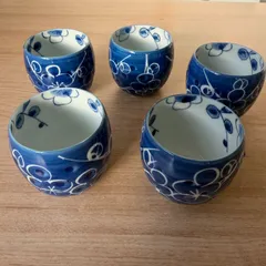 有田焼 李荘窯 白抜梅 丸湯呑　5客（箱無し）