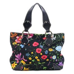美品 グッチ フローラ ナイト 花柄 トートバッグ バンブー キャンバス