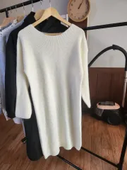 ニット ロング ONE PIECE (アイボリー/ピンク/ブラック)