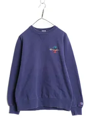 【お得なクーポン配布中!】 90s チャンピオン ワンポイント スウェット メンズ レディース M 程/ 古着 オールド 裏起毛 トレーナー スクリプト ロゴ 前V 目つき 青 紫