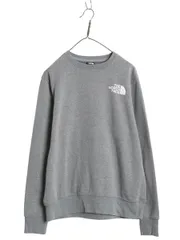 【お得なクーポン配布中!】 ノースフェイス プリント スウェット メンズ レディース M 古着 アウトドア トレーナー ワンポイント クルーネック 裏起毛 シンプル グレー