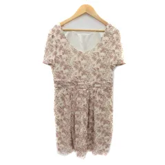 シンシアローリー CYNTHIA ROWLEY ワンピース ミニ丈 半袖 Vネック 総柄 シルク 2 マルチカラー ブラウン /YK22のサムネイル