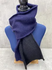 Paul Smith ポールスミス ウール アンゴラ 起毛 マフラー 黒ｘネイビー ◆■メンズ