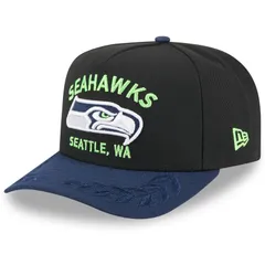 ニューエラ メンズ アクセサリー 帽子 Mens New Era BlackCollege Navy Seattle Seahawks 2025 NFL Draft AFrame 9FIFTY Snapback Hat Sea Black ブラック