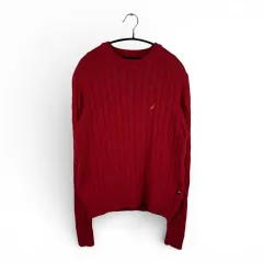 M) NAUTICA(ノーティカ) ケーブル編み ケーブル編み ニット レッド