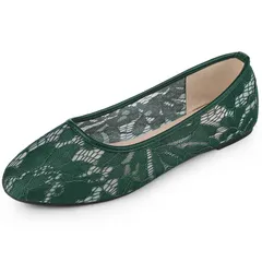 アレグラ ケー レディース シューズ サンダル フラワー柄 メッシュ レース フラワー ALLEGRA K Womens Lace Mesh Floral Slip on Breathable Ballet Flats Olive Green グリーン