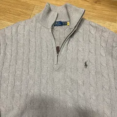 ポロ新モデル ケーブルニット ハーフジップ ベージュ XLサイズ
