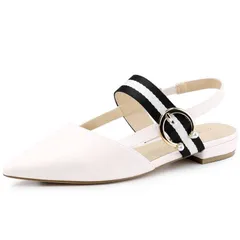 アレグラ ケー レディース シューズ サンダル ALLEGRA K Womens Pointed Toe Slingback Flat Mules with Elastic Strap Fashionable Office Flats Beige ベージュ