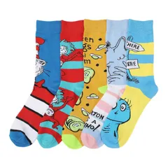 アニメキャラクター レディース アンダーウェア 靴下 Licensed Character Womens Dr Seuss 5Pack The Cat in the Hat Horton Friends Crew Socks Dr Seuss