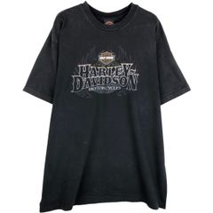 00s USA製 ハーレーダビッドソン フレイム ブラック Tシャツ XL 墨黒