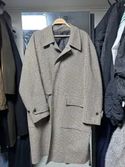 SYSTEM ウール スモールチェック柄 バルマカーン ハウンドトゥース CHECK コート 105 オーバーサイズ フィット