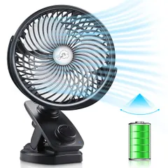 【自動首振り＆風量無段階調節】 卓上扇風機 小型扇風機 静音 usb扇風機 クリップ 充電式 360度角度調整 5000mAh充電池内蔵 最大約60時間連続使用 アロマ 強力 熱中症対策 車用 アウトドア オフィス 直径16cm ブラックas