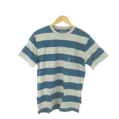 エディーバウアー EDDIE BAUER 半袖Tシャツ アウトドアウエア M グレー 緑 グリーン ボーダー柄 半袖 胸ポケット /AO16 ■GY99