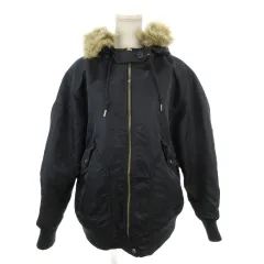 ジェイクルー J.CREW 中綿ジャケット 上着 S 紺 ネイビー フード付き ファー付き 内側キルティング 長袖 /MN40 ■GY99のサムネイル