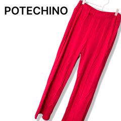 POTECHINO 포테치노 사에라 팬츠 4 XL 큰 사이즈 레드 레드 센터 프레스 스트레이트 스트레치 일본제 MADE IN JAPAN 102 뻗는 신기 쉬운 편한 여성 의류 069TY