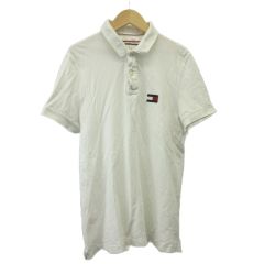 湯米·希爾費格 TOMMY HILFIGER Polo衫 M 白色 白色 標誌刺繡 短袖 /PP ■ECD001