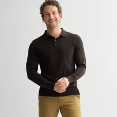 ソノマ メンズ アウター ニット・セーター ポロシャツ Mensonoma Goods For Life Argyle Sweater Polo Dark Brown Heather ヘザーのサムネイル