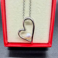 【淡水パール】オープンハート ネックレス シルバーカラー 昭和レトロ ヴィンテージ