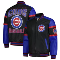 カール バンクス メンズ アウター ジャケット・ブルゾン レザー Mens GIII Sports by Carl Banks Black Chicago Cubs FullZip Leather Vのサムネイル