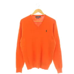 ポロ ラルフローレン POLO RALPH LAUREN ニット セーター M オレンジ Vネック 長袖 ロゴ刺繍 /OK■OS ■ECE003
