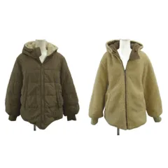 アースミュージック&エコロジー EARTH MUSIC & ECOLOGY ボアジャケット リバーシブル L オフホワイト 無地 フード付き 長袖 /KT ■ECB001