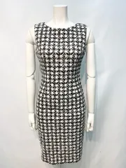 2503 Vanessa Heart ヴァネッサハート　キャバクラ　ドレス　チェック柄　ノースリーブ　スリット　タイト　ミディ　伸縮性　キャバドレス　S