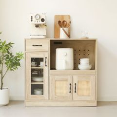 キッチンカウンター 食器棚 キャビネット レンジ台 キッチン収納 幅88cm 食器棚 キッチンキャビネット レンジ台 キッチン収納 幅88cm NATURAL