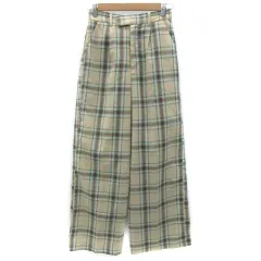 ケイビーエフ KBF アーバンリサーチ ワイドパンツ アンクル丈 チェック柄 麻 リネン混 One べージュ グリーン 緑 /YM12