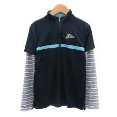 フィラ FILA スポーツウェア カットソー 長袖 ハーフジップ ロゴ刺繡 ボーダー柄 M マルチカラー 紺 ネイビー /YK25