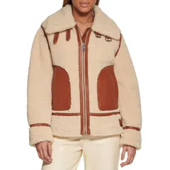 リーバイス レディース アウター ジャケット・ブルゾン Womens Levis Faux Shearling Moto Jacket Sand サンドのサムネイル