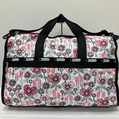 1176　LeSportsac　レスポートサック　 ボストンバッグ　2way　旅行　大容量　 ラージウィークエンダー　ハート　総柄　 ピンク×ブラック系　ナイロン　軽量　 レディース