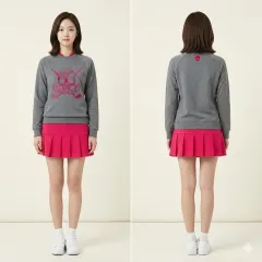 CHUCU ゴルフウェア / グレー スウェットm + ピンク プリーツスカートs セット