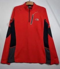 XS (85) THE NORTH FACE ザノースフェイス レッド ハーフジップ 機能性 長袖Tシャツ