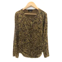 ゼルダ ZELDA カーディガン ミドル丈 ドルマンスリーブ 総柄 麻 リネン混 マルチカラー ベージュ ブラウン 黒 ブラック /YK34