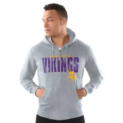スターター メンズ アウター ジャケット・ブルゾン パーカー Menstarter Heather Gray Minnesota Vikings Distressed Classic FullZipのサムネイル
