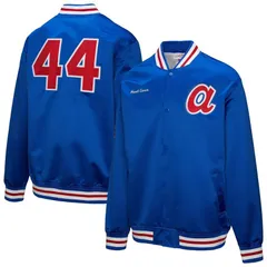 ミッチェルネス メンズ アウター ジャケット・ブルゾン ヴィンテージ サテン Mens Mitchell Ness Hank Aaron Royal Atlanta Braves Legends Coのサムネイル