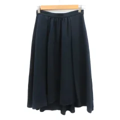 ナチュラルビューティーベーシック NATURAL BEAUTY BASIC フレアスカート ギャザースカート ミモレ丈 XS 紺 ネイビー /YK12