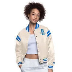 スターター レディース アウター ジャケット・ブルゾン サテン Womenstarter Cream Detroit Lions Full Count FullSnap Satin Jacket Lns Beige ベージュ