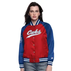 スターター レディース アウター ジャケット・ブルゾン WomenstarteredRoyal Chicago Cubs Home Run FullSnap Varsity Jacket Cub Reのサムネイル