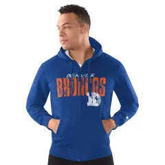 スターター メンズ アウター ジャケット・ブルゾン パーカー Menstarteroyal Denver Broncos Distressed Classic FullZip Hoodie Den Bのサムネイル