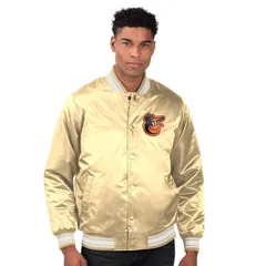 スターター メンズ アウター ジャケット・ブルゾン サテン Menstarter Tan Baltimore Orioles Lockeroom Satin FullSnap Varsity Jackのサムネイル