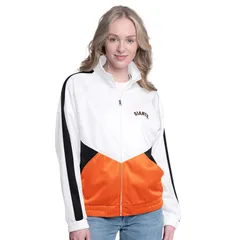 カール バンクス レディース アウター ジャケット・ブルゾン Womens GIII Sports by Carl Banks WhiteBlack San Francisco Giants Rally Rhinestone Raglan FullZip Tr